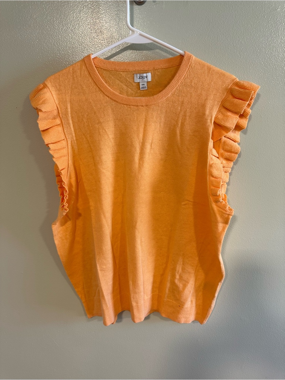 J.Crew Ruffle Sleeve Linen Blend Sweater Top Orange